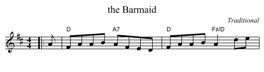 the Barmaid - staff notation