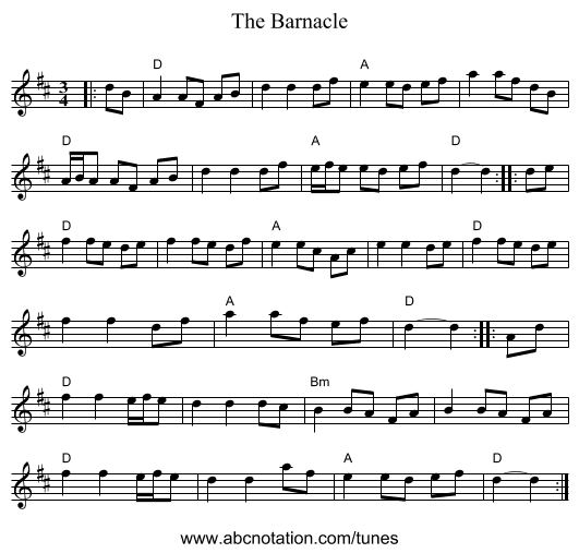 The Barnacle - staff notation