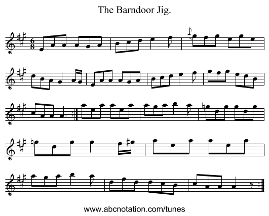 The Barndoor Jig. - staff notation
