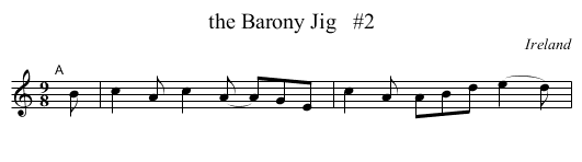 the Barony Jig   #2 - staff notation
