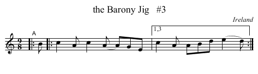 the Barony Jig   #3 - staff notation