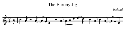 The Barony Jig - staff notation