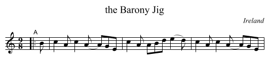 the Barony Jig - staff notation