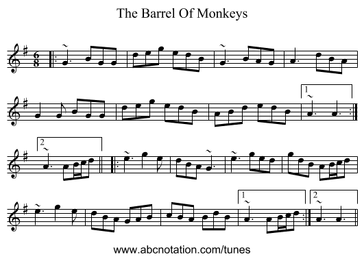 The Barrel Of Monkeys - staff notation