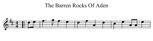 The Barren Rocks Of Aden - staff notation