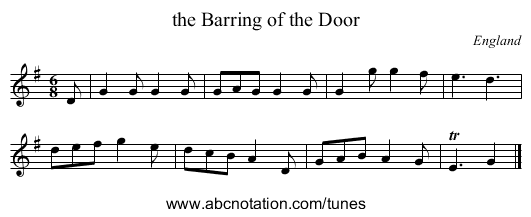 the Barring of the Door - staff notation