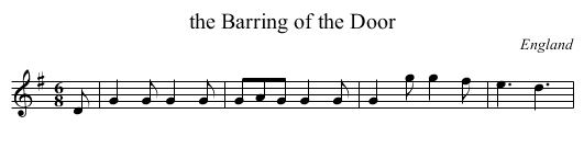 the Barring of the Door - staff notation