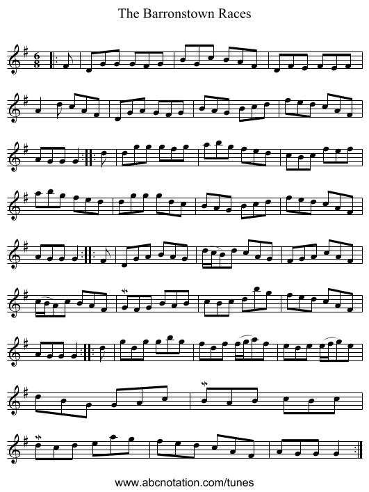 The Barronstown Races - staff notation