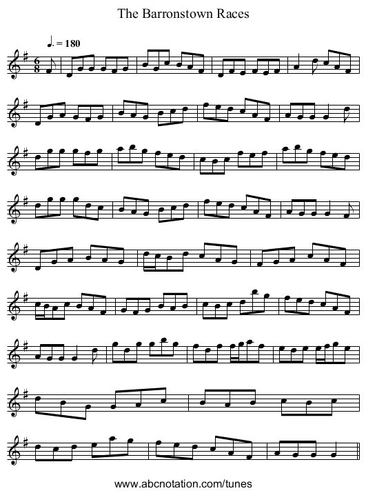 The Barronstown Races - staff notation