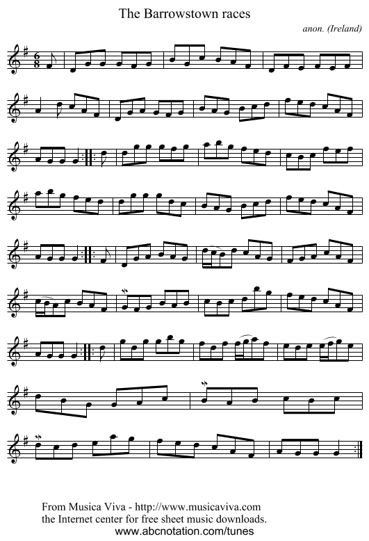 The Barrowstown races - staff notation