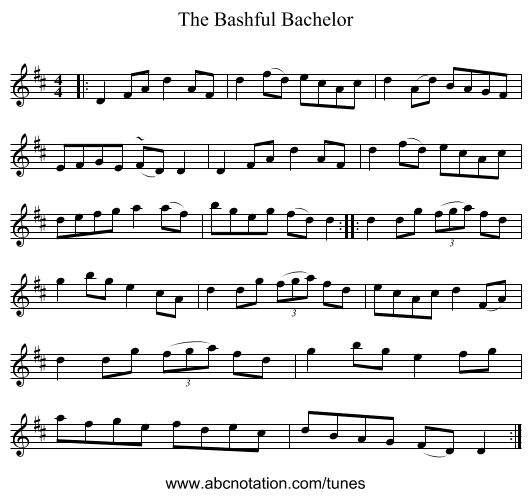 The Bashful Bachelor - staff notation