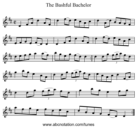 The Bashful Bachelor - staff notation