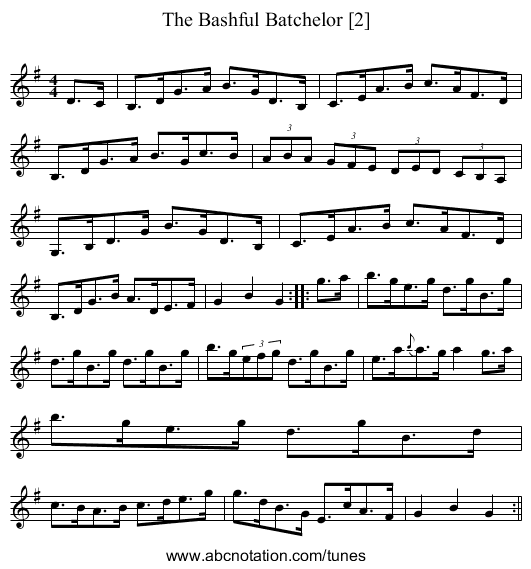 The Bashful Batchelor [2] - staff notation