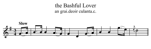 the Bashful Lover - staff notation