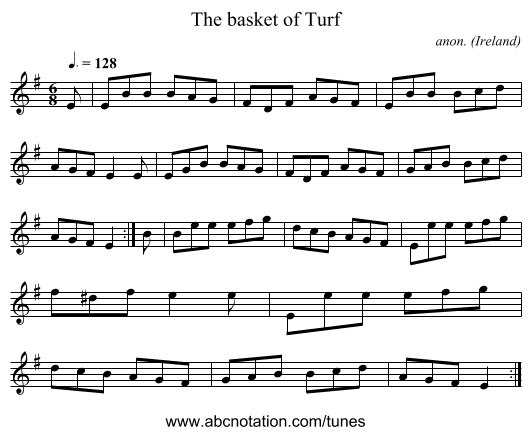 The basket of Turf - staff notation