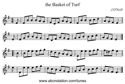 the Basket of Turf - staff notation