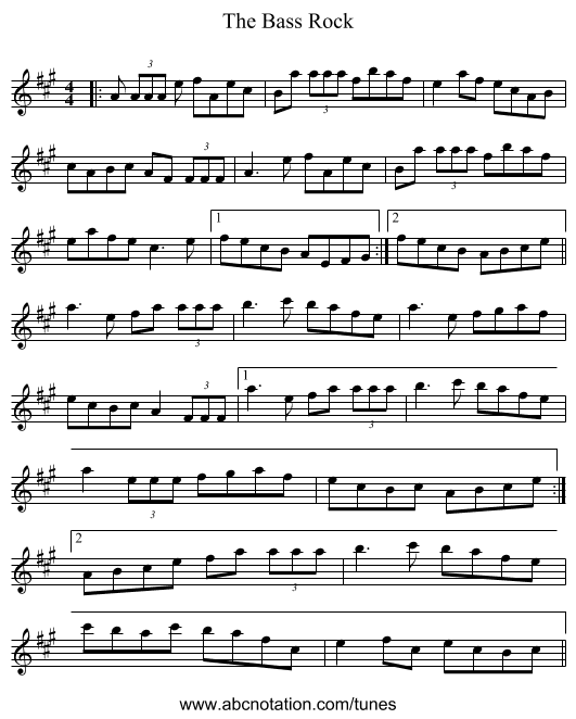 The Bass Rock - staff notation