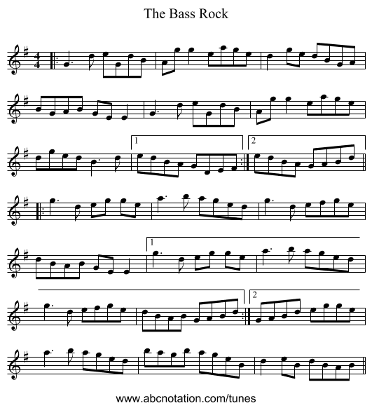 The Bass Rock - staff notation