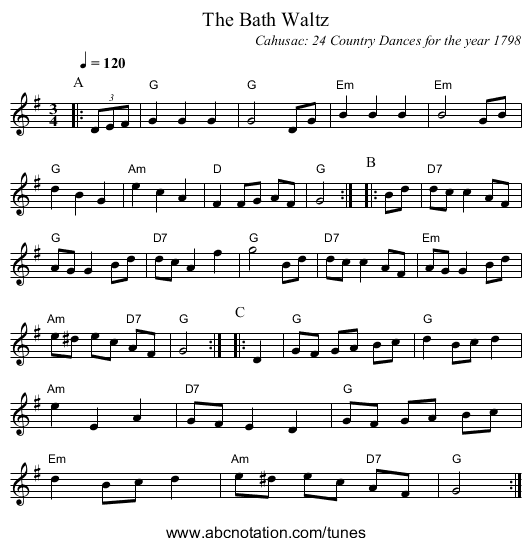 The Bath Waltz - staff notation