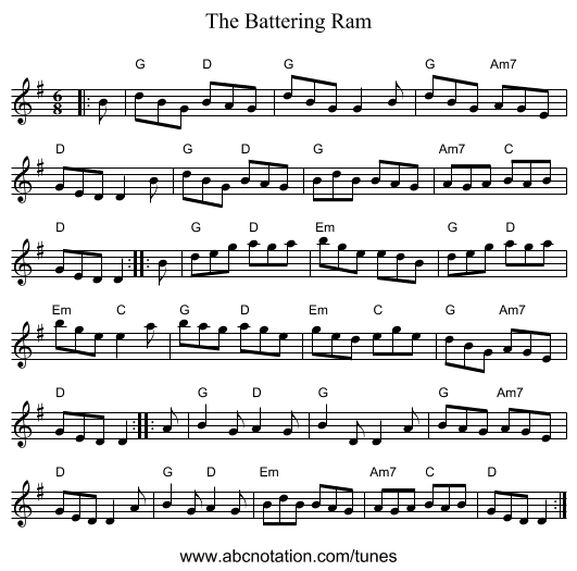The Battering Ram - staff notation