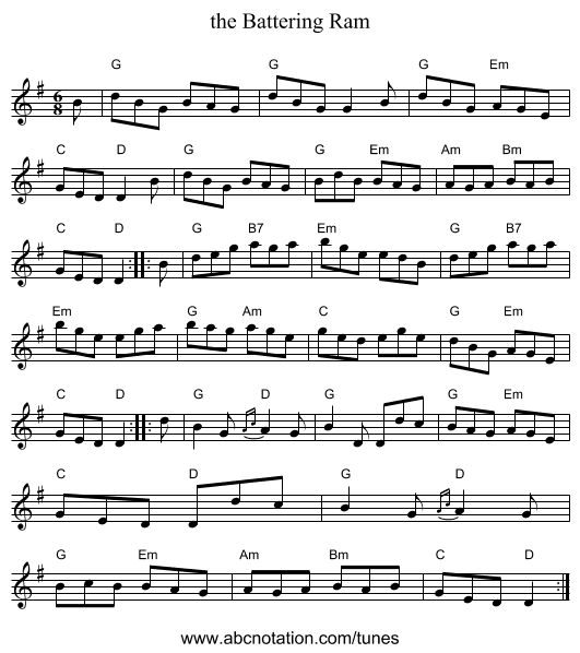 the Battering Ram - staff notation