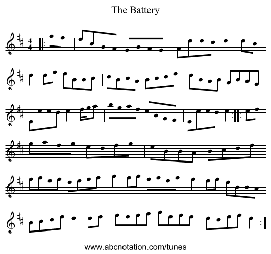 The Battery - staff notation