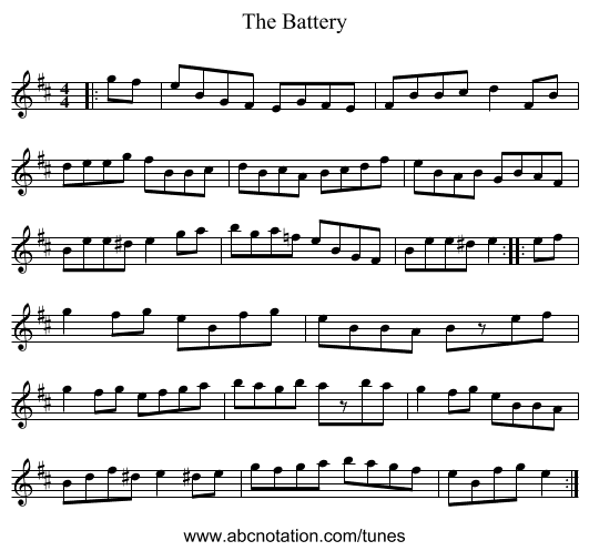 The Battery - staff notation