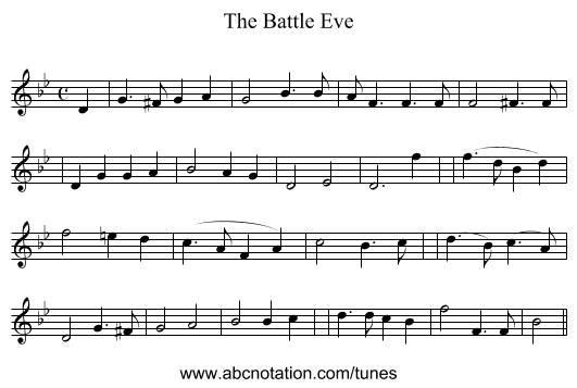 The Battle Eve - staff notation
