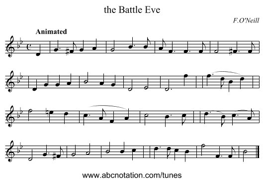 the Battle Eve - staff notation