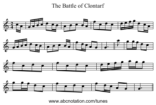 The Battle of Clontarf - staff notation
