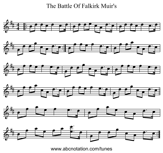 The Battle Of Falkirk Muir's - staff notation
