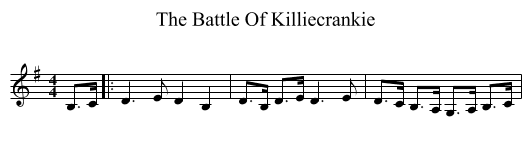 The Battle Of Killiecrankie - staff notation