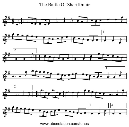 The Battle Of Sheriffmuir - staff notation