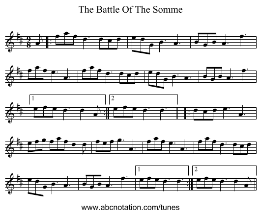 The Battle Of The Somme - staff notation