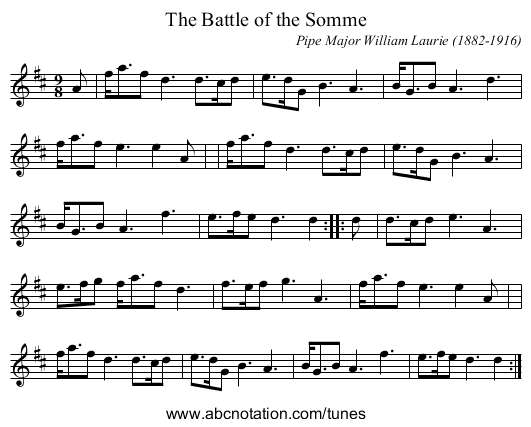 The Battle of the Somme - staff notation