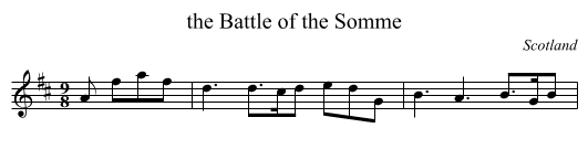 the Battle of the Somme - staff notation