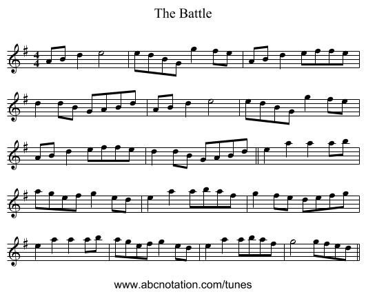 The Battle - staff notation