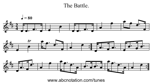 The Battle. - staff notation