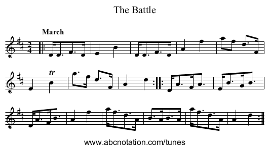 The Battle - staff notation