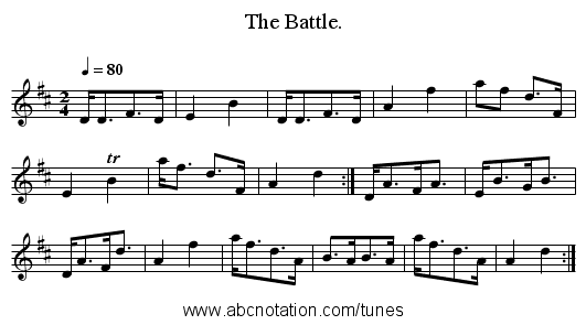 The Battle. - staff notation