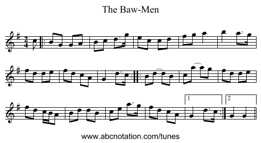 The Baw-Men - staff notation