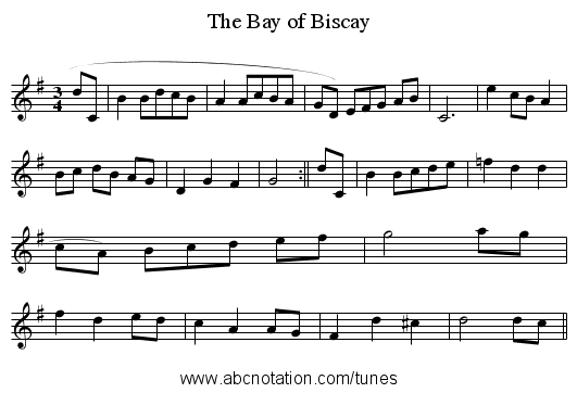 The Bay of Biscay - staff notation