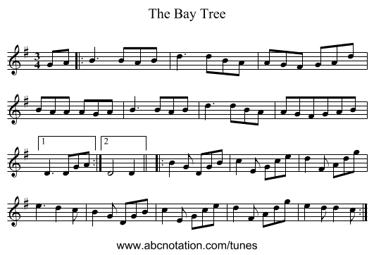 The Bay Tree - staff notation