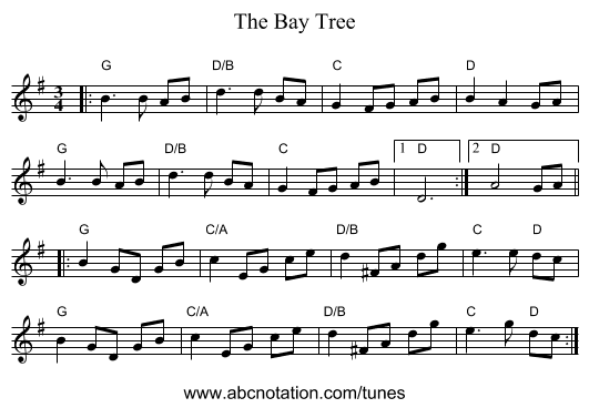 The Bay Tree - staff notation
