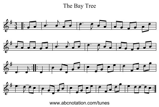 The Bay Tree - staff notation