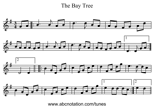 The Bay Tree - staff notation