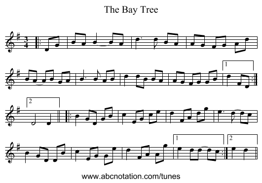 The Bay Tree - staff notation