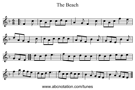 The Beach - staff notation