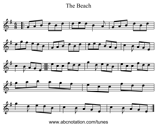 The Beach - staff notation