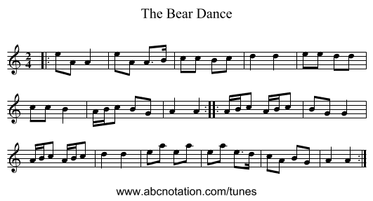 The Bear Dance - staff notation